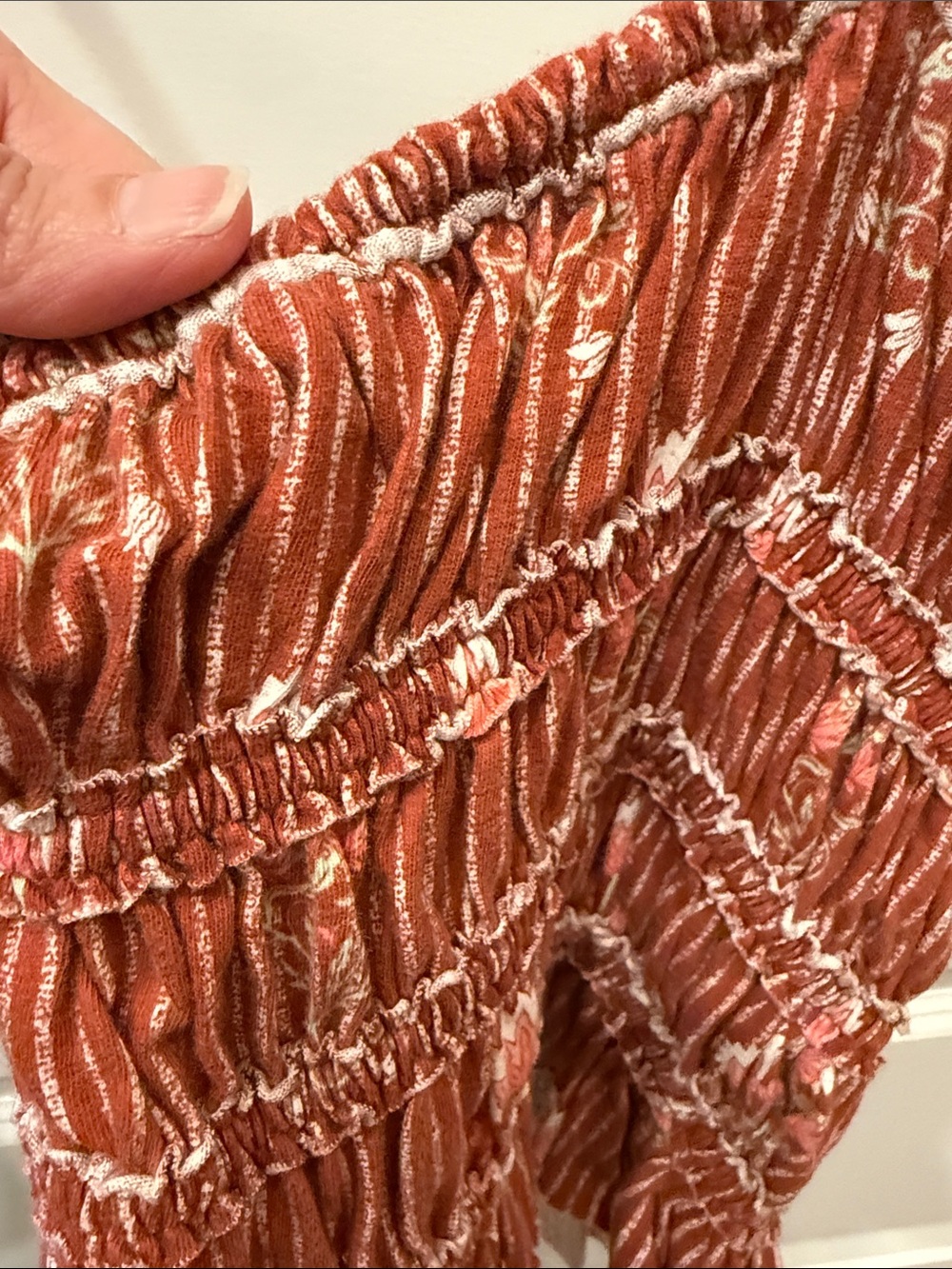 Free People Rust-Red Floral Smocked Cami - Picture 15 of 16